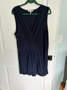 BCBGeneration Navy Sleeveless Wrap V-Neck Romper